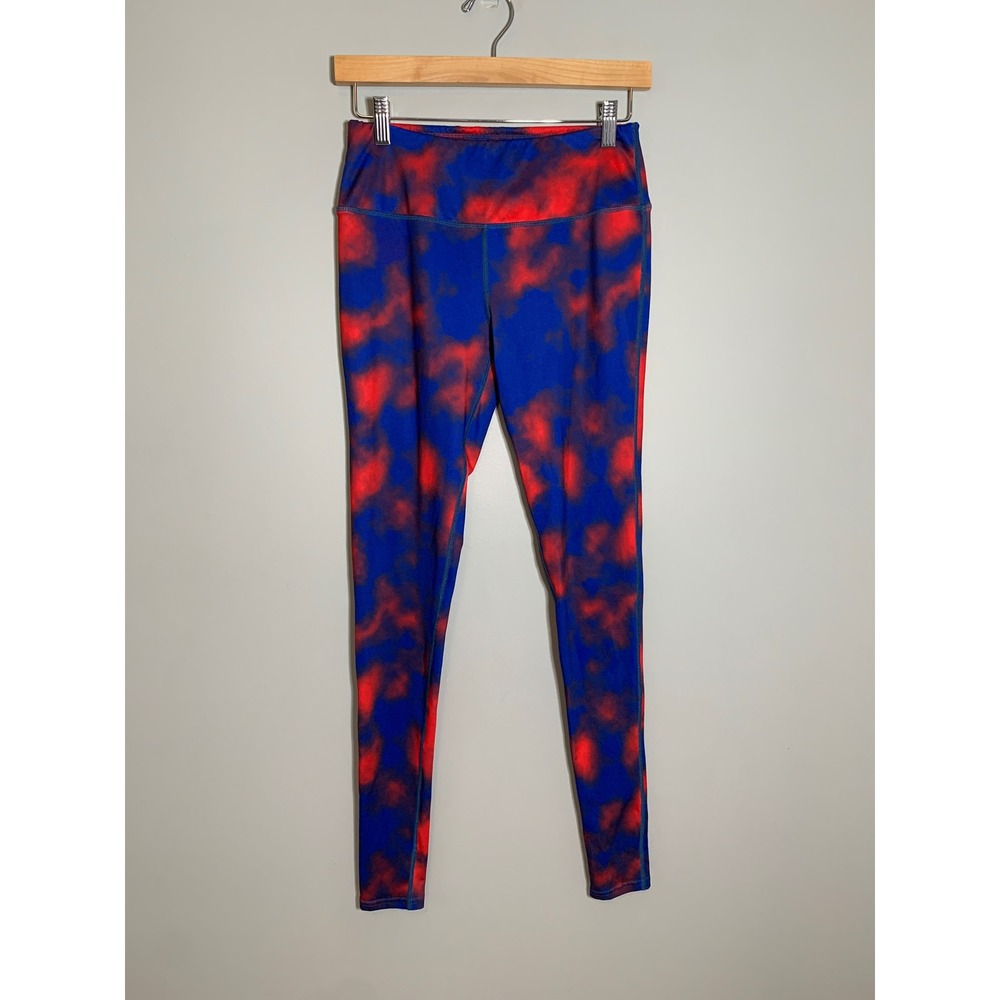 Team Tights Calhoun Leggings‎ Women Small Blue Red Tie Dye High Waisted Athletic